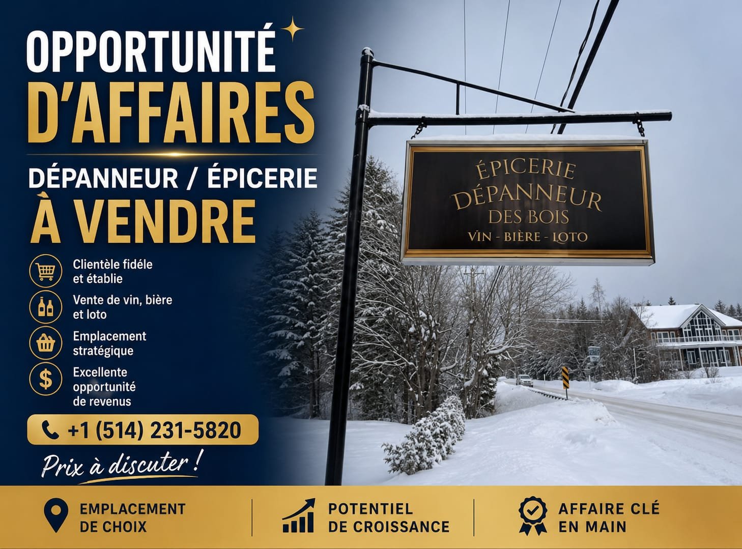 OPPORTUNITÉ D’AFFAIRES – DÉPANNEUR / ÉPICERIE À VENDRE