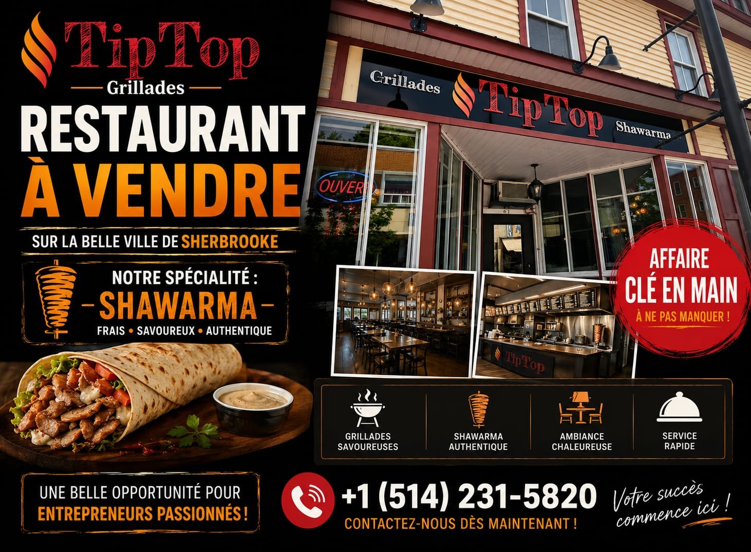 🚨 À VENDRE – RESTAURANT CLÉ EN MAIN 📍 SHERBROOKE 🚨